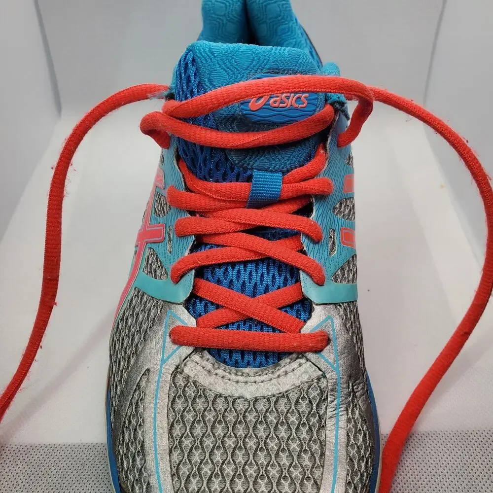 ASICS Womens Running Shoes Size 7 Gray Blue Athletic Sneakers Training Jogging